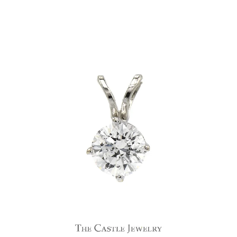 minimalist moonstone bracelet 1/2ct Round Diamond Solitaire Pendant in 14k White Gold
