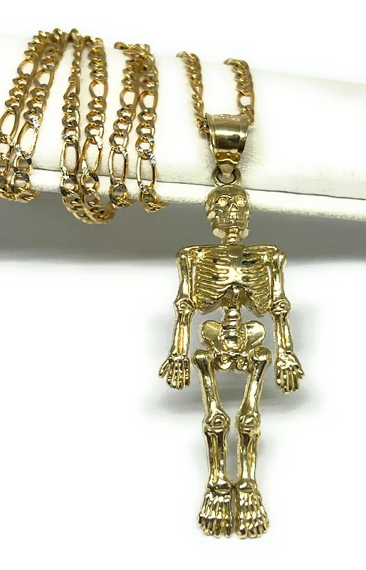 moissanite engagement ring affordable 10k Solid Gold Skeleton Body Pendant Necklace