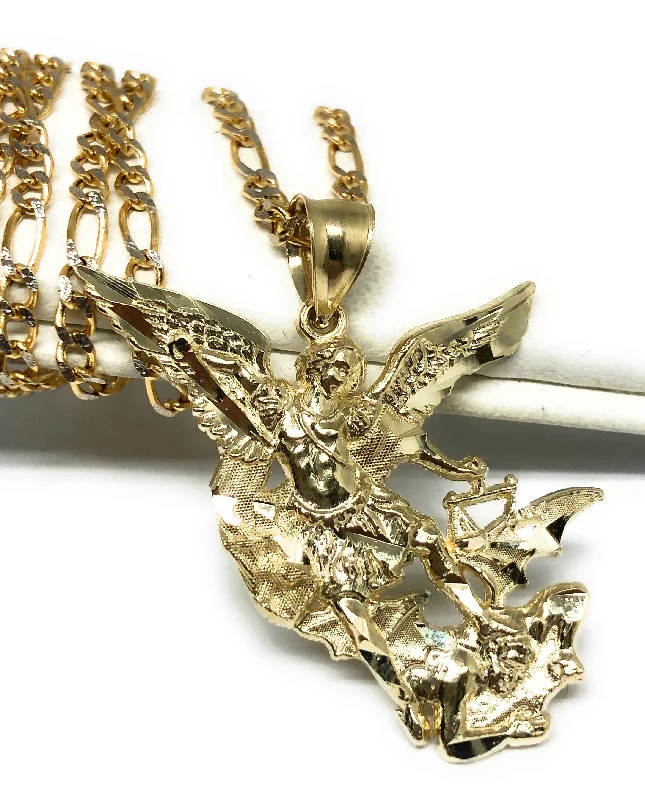 personalized family tree necklace 10k Solid Gold Yellow St. Michael Archangel Pendant Necklace (SM,MED,LG)