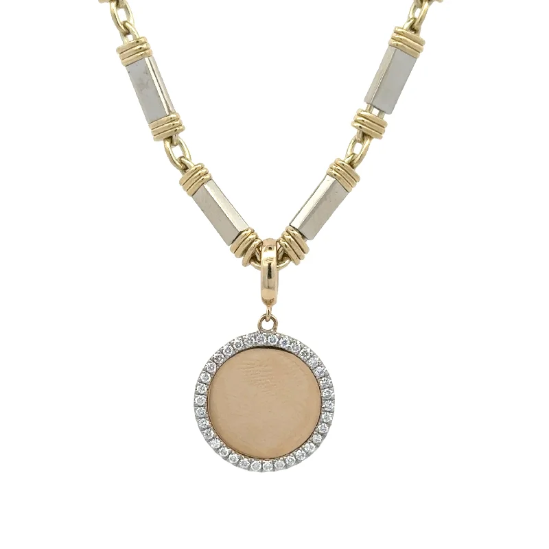 customized infinity bracelet 14K Yellow Gold Diamond 18mm Round Medallion Personalized Pendant