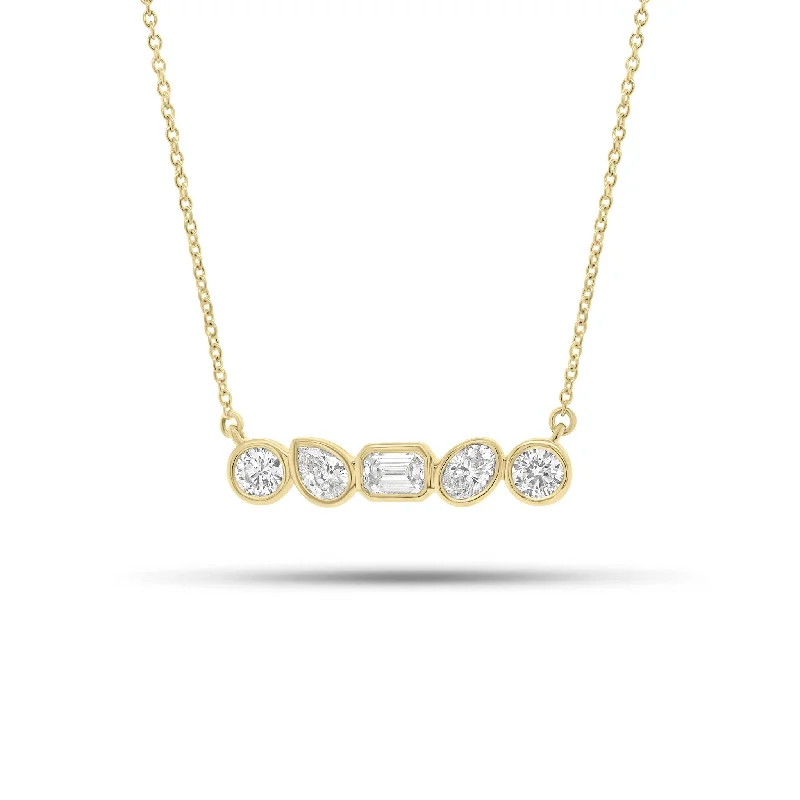 customized infinity bracelet Bezel-Set Mixed Shape Diamond Bar Pendant Necklace
