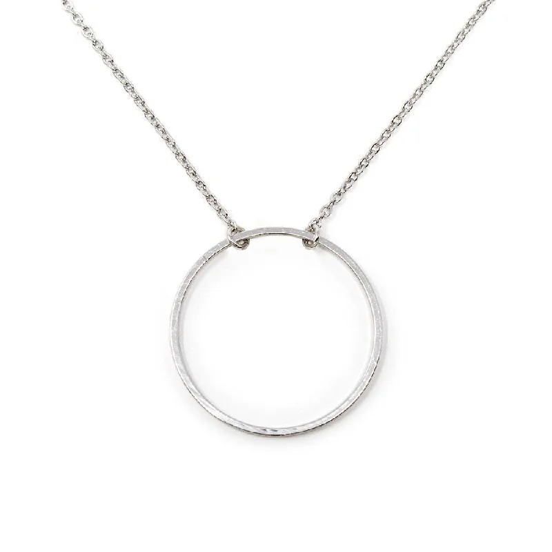 antique silver charm bracelet 18 Inch Open Circle Necklace Rhodium Plated