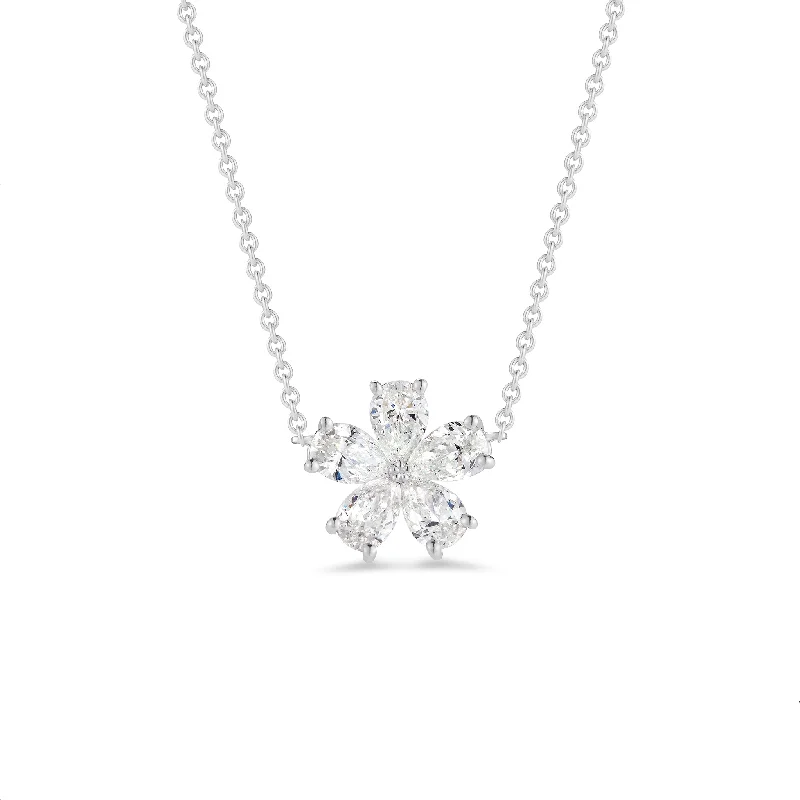 custom gold name necklace Prong-set Diamond Flower Necklace