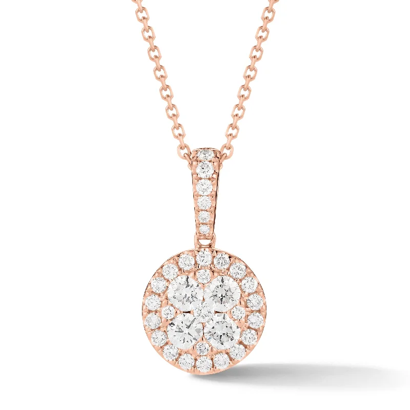 sterling silver arrow ring Diamond Halo Cluster Pendant Necklace