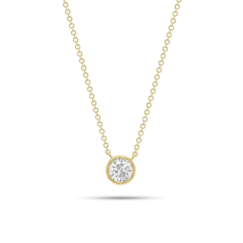 cubic zirconia tennis necklace 0.57 ct Bezel-Set Diamond Solitaire Pendant