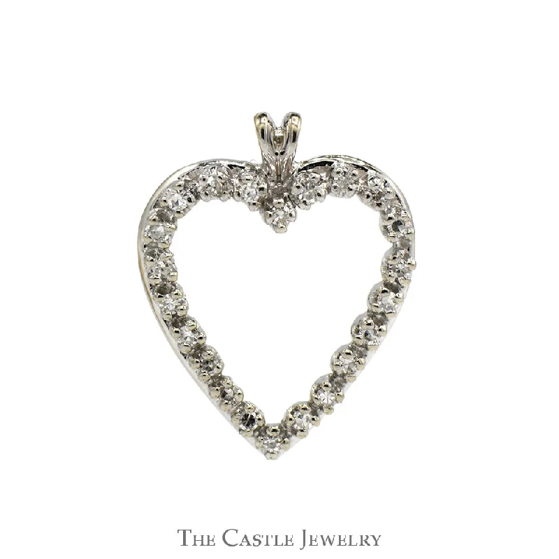 celestial star cluster earrings .22cttw Diamond Open Heart Pendant in 14k White Gold