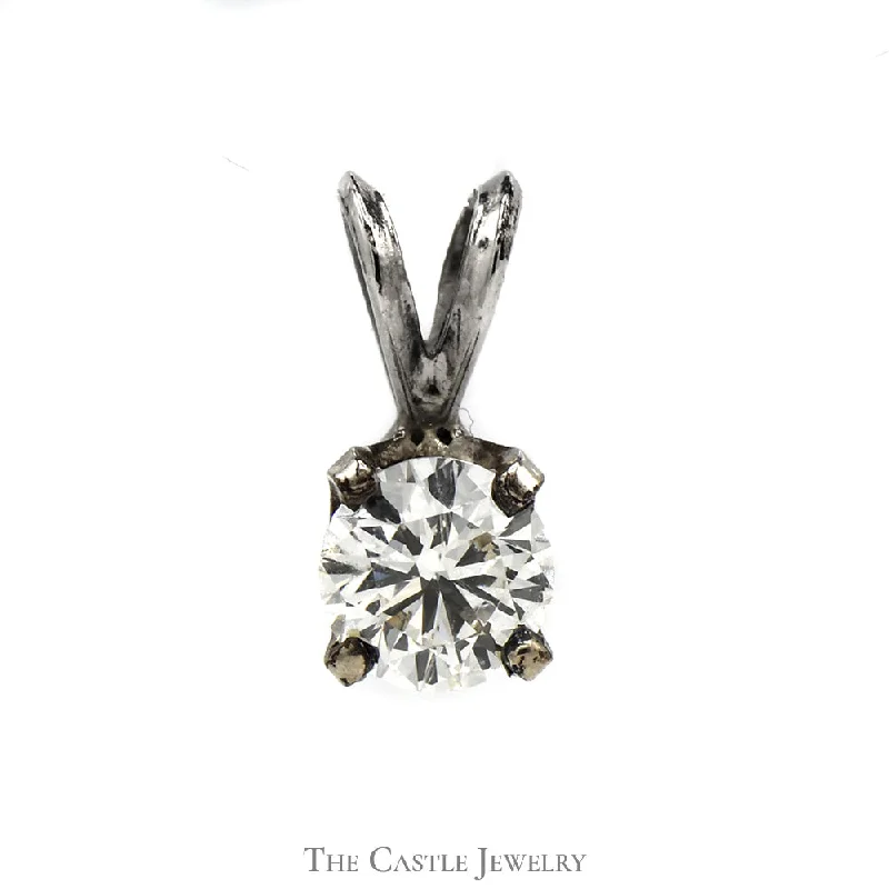 aquamarine birthstone necklace March 3/4ct Round Diamond Solitaire Pendant in 14k White Gold