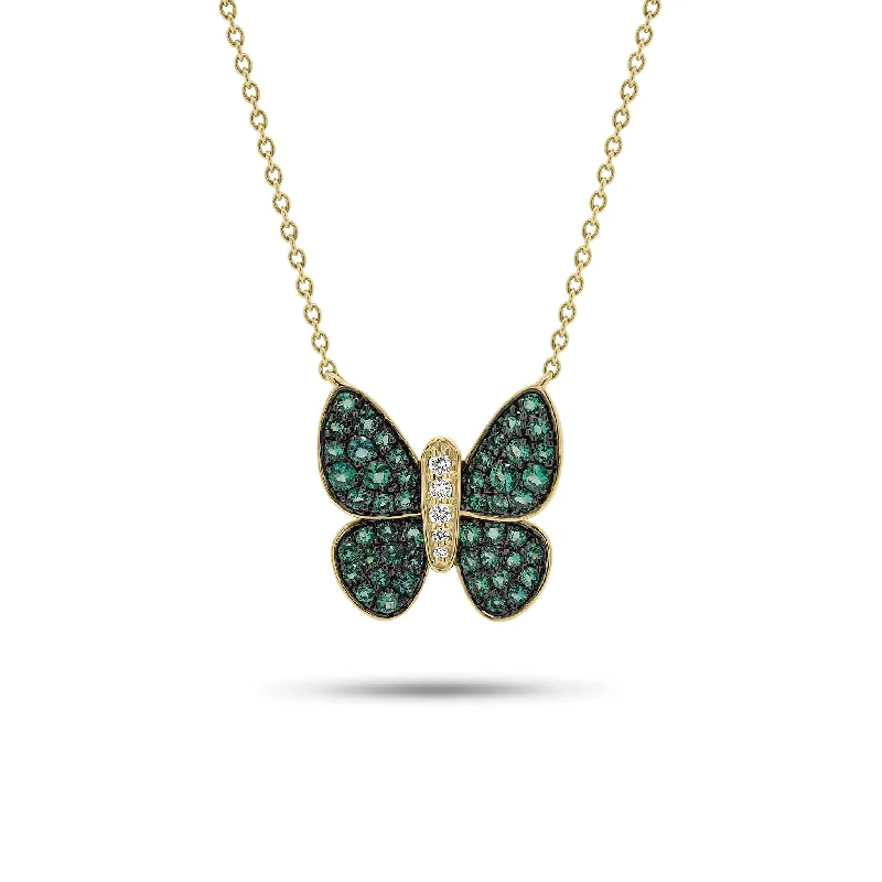genuine amber pendant necklace Emerald & Diamond Butterfly Pendant Necklace
