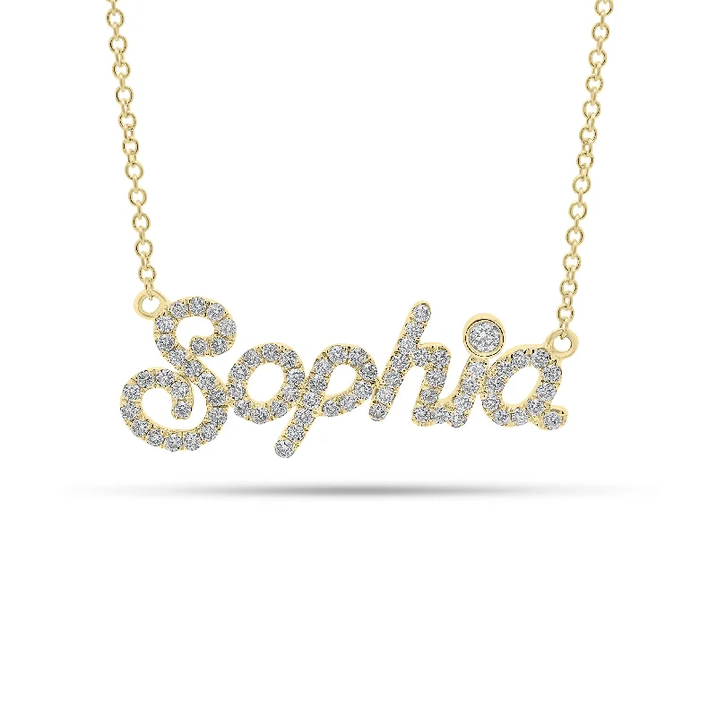 real diamond solitaire ring Full-Cut Diamond Nameplate Necklace