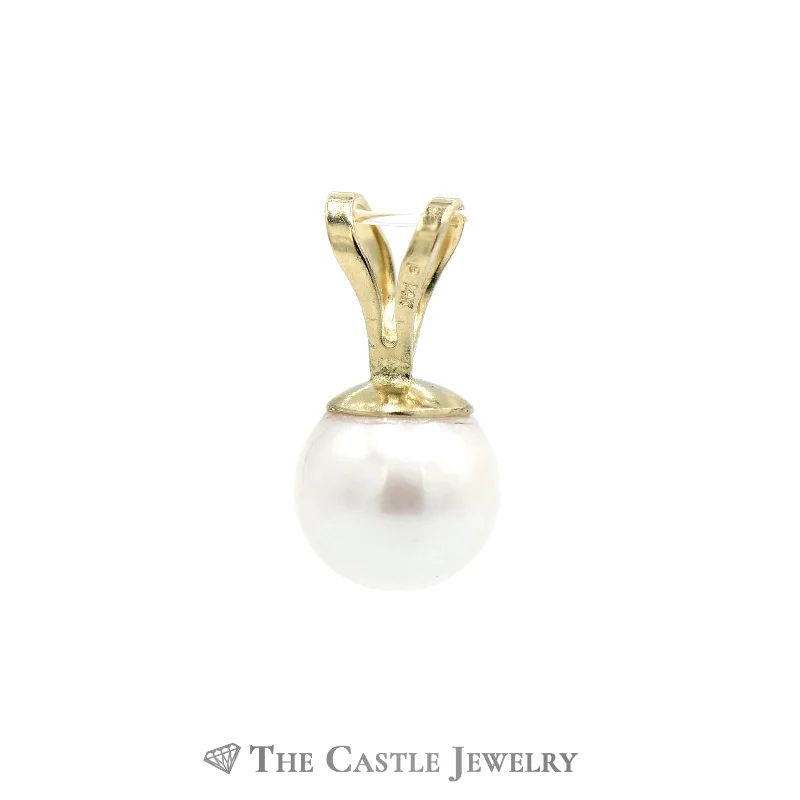 real jade bangle bracelet 6mm Pearl Pendant in 14k Yellow Gold