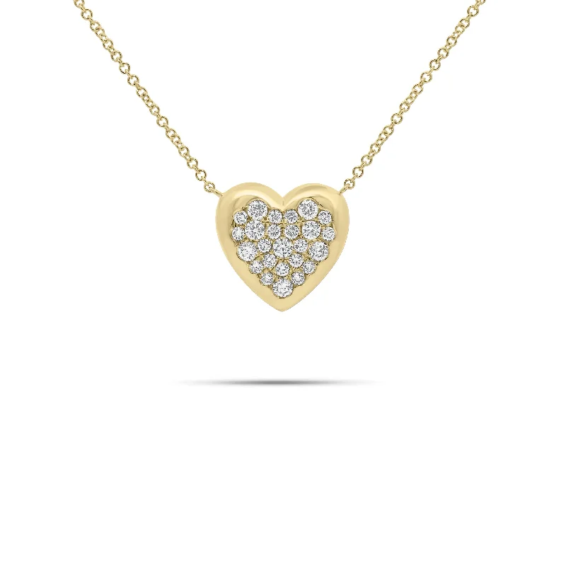 heart pendant necklace gold Diamond Puffed Heart Pendant Necklace