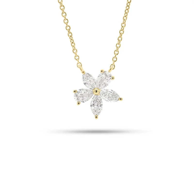 unique promise ring for girlfriend Pear & Marquise-Shaped Diamond Flower Pendant Necklace