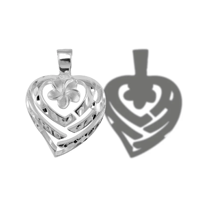 sterling silver toe ring set Aloha Heart Plumeria Pendant in Sterling Silver - 21mm