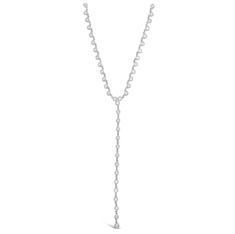 celestial galaxy planet necklace Bezel-Set Diamond Lariat Necklace