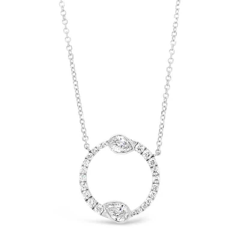 handcrafted gemstone ring women Round & Pear-Shaped Diamond Circle Pendant Necklace