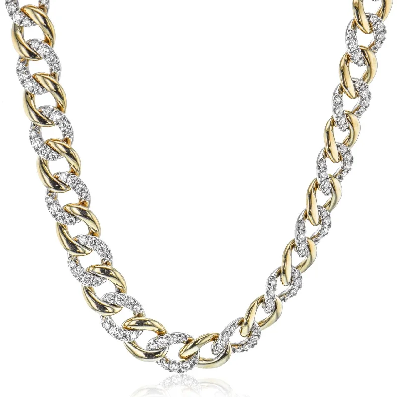 emerald-cut ruby eternity ring Chain Link Necklace in 18k Gold with Diamonds