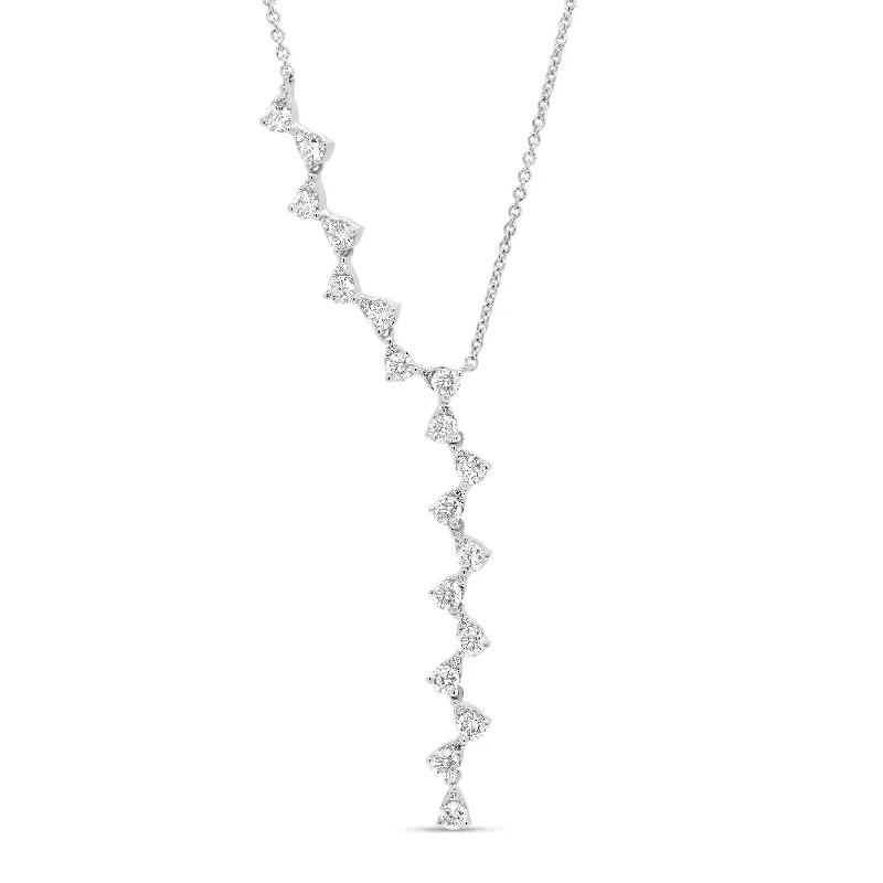 handcrafted filigree ring silver Diamond Asymmetric Lariat Necklace