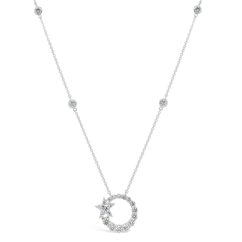 unique gemstone cocktail ring Diamond Circle Pendant Necklace with Star