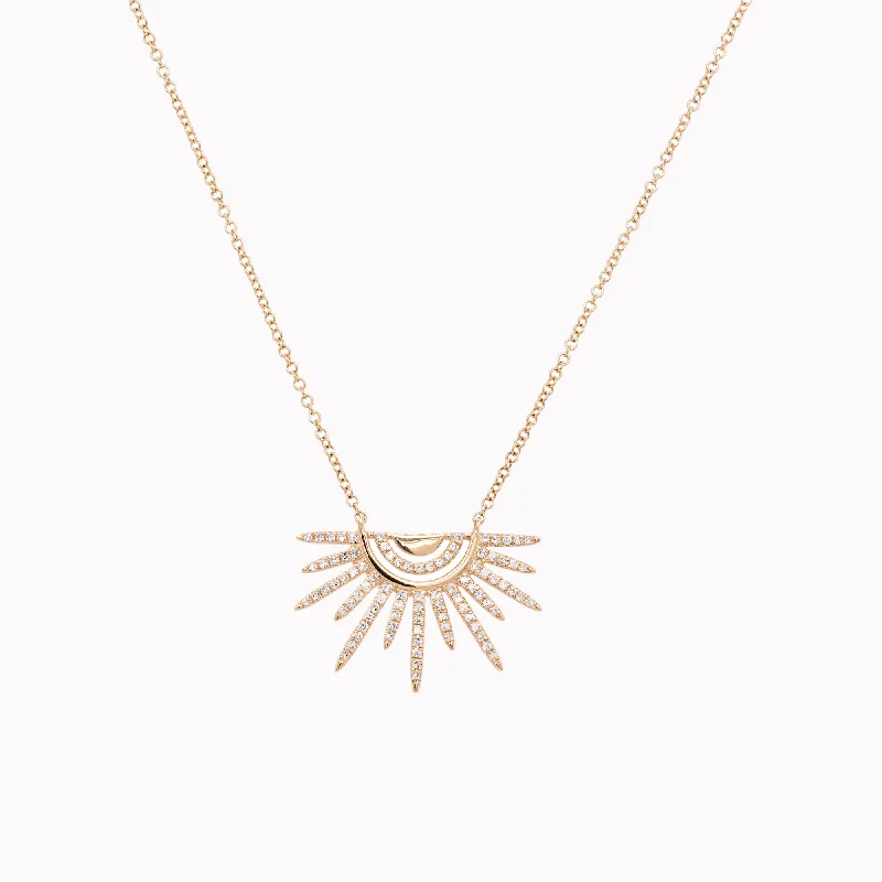 vintage-style garnet ring Diamond Sunrise Burst Necklace