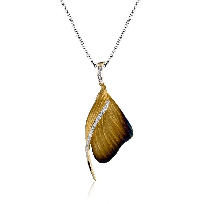 celestial sun and moon pendant Fallen Leaves Pendant Necklace in 18k Gold with Diamonds