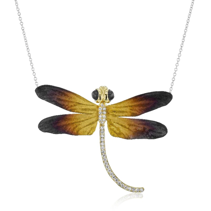 opal cluster ring unique Dragonfly Pendant Necklace in 18k Gold with Diamonds