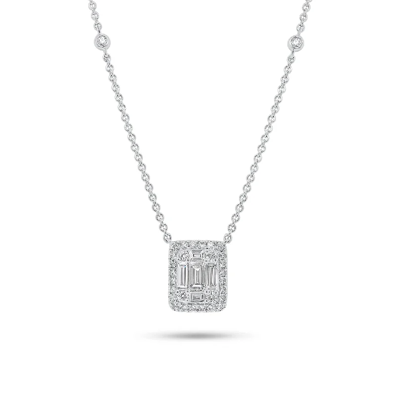 silver hoop earrings small Emerald-Cut Diamond Illusion Pendant Necklace