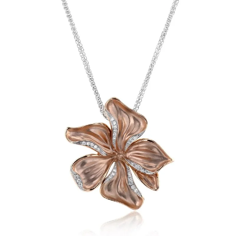 handmade braided anklet Flower Pendant Necklace in 18k Gold with Diamonds