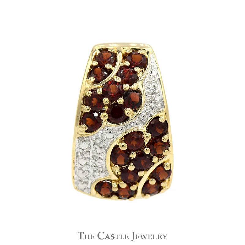gold engagement ring vintage Garnet and Diamond Cluster Slide Pendant in 14k Yellow Gold