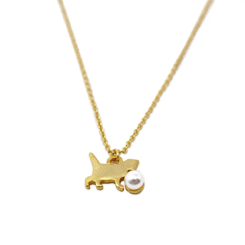 handcrafted gemstone toe ring Handmade 20kt Gold Plated Pearl Cat Necklace