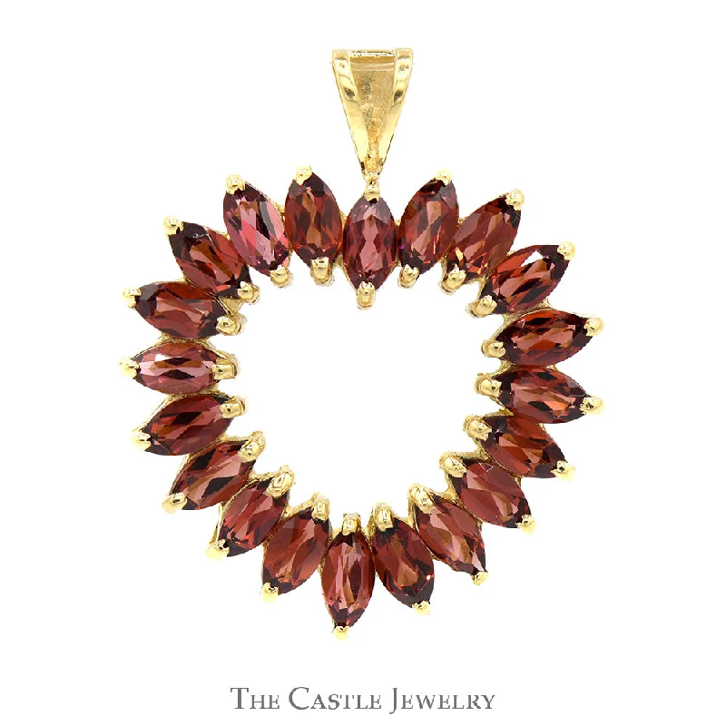 custom star sign necklace Heart Shaped Pendant of Marquise Garnets in 10k Yellow Gold