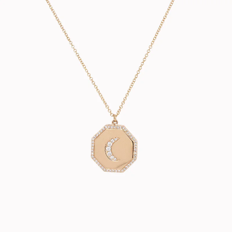 gold-plated snake chain bracelet Diamond Crescent Moon Locket Necklace