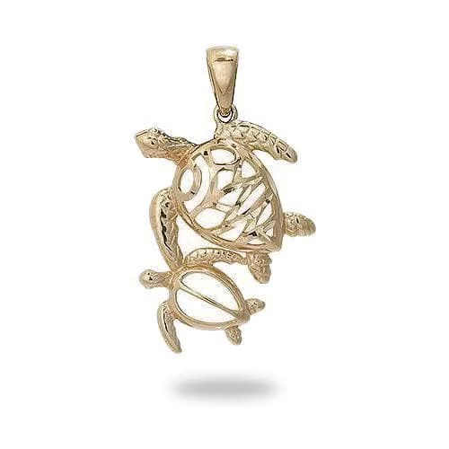 titanium black matte ring Honu ʻOhana (Family) Pendant in Gold - 19mm