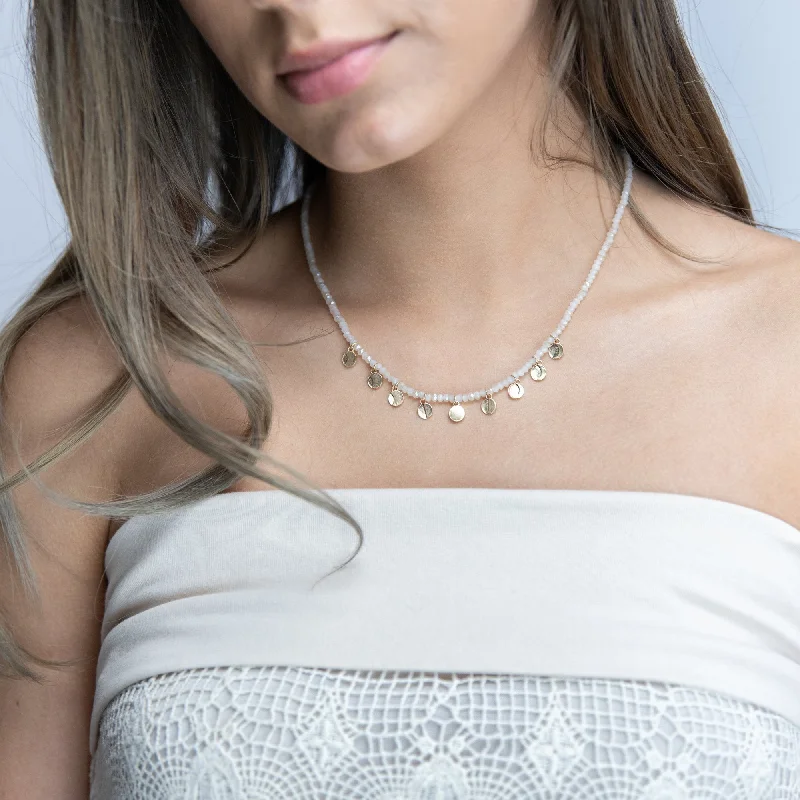 gold charm bracelet with initials Ivory Glass Bead Necklace Moon Phases