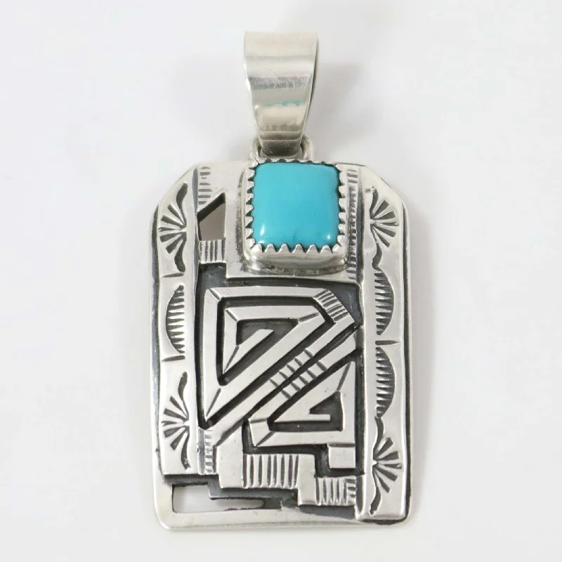 personalized bar necklace silver Kingman Turquoise Pendant