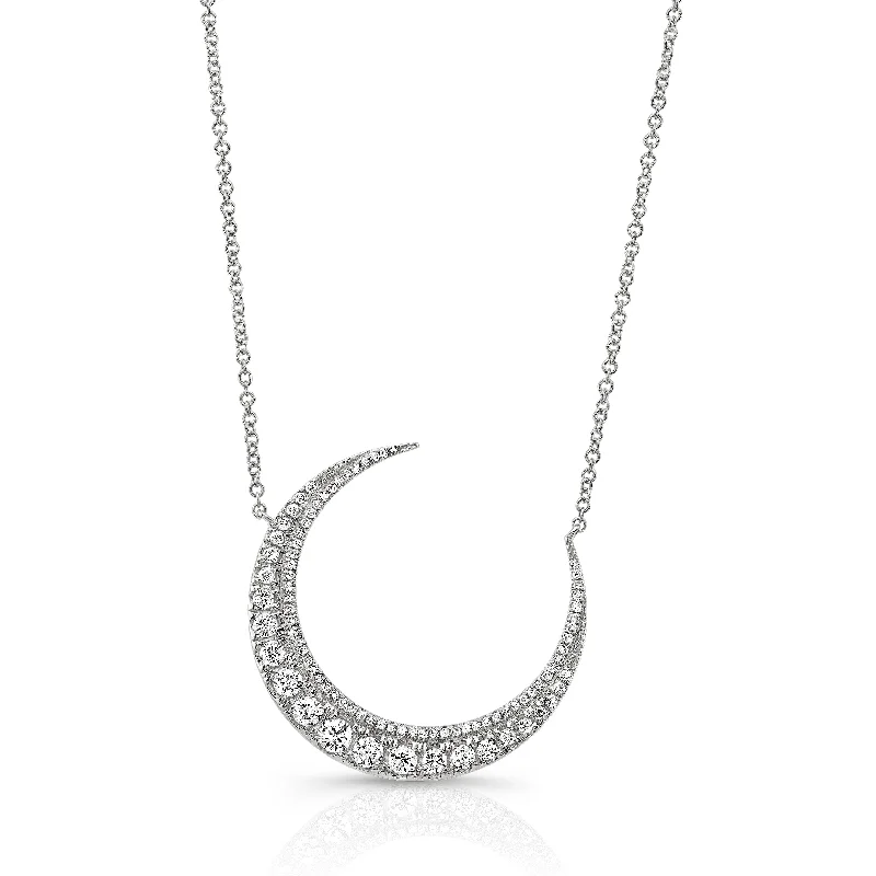 gold medallion pendant necklace Diamond Large Crescent Moon Pendant Necklace