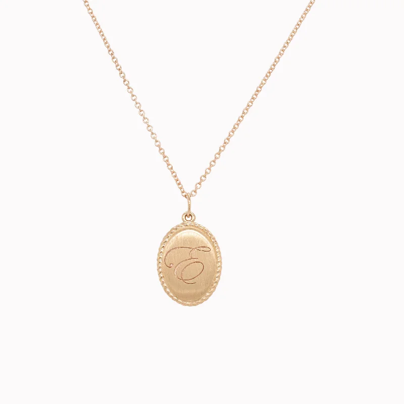 classic tennis bracelet white gold Letter "E" Engraved Frame Oval Pendant