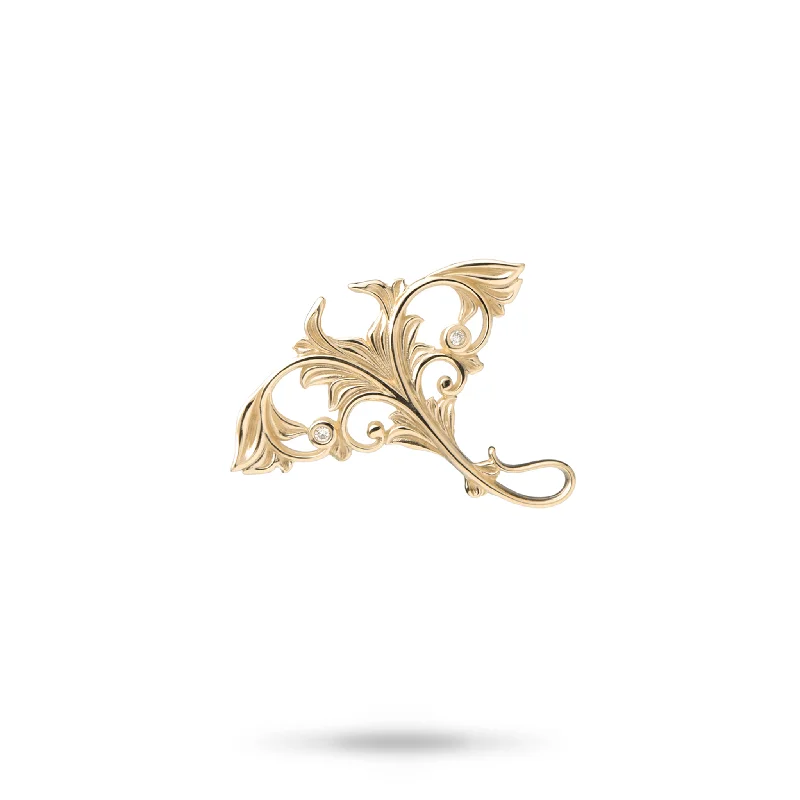 gemstone teardrop earrings Living Heirloom Manta Ray Pendant in Gold with Diamonds - 23mm