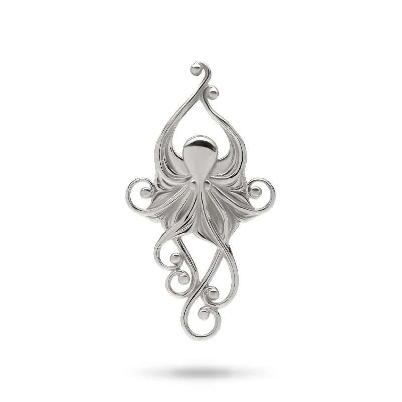 dainty birthstone ring for women Living Heirloom Octopus Pendant in White Gold -36mm