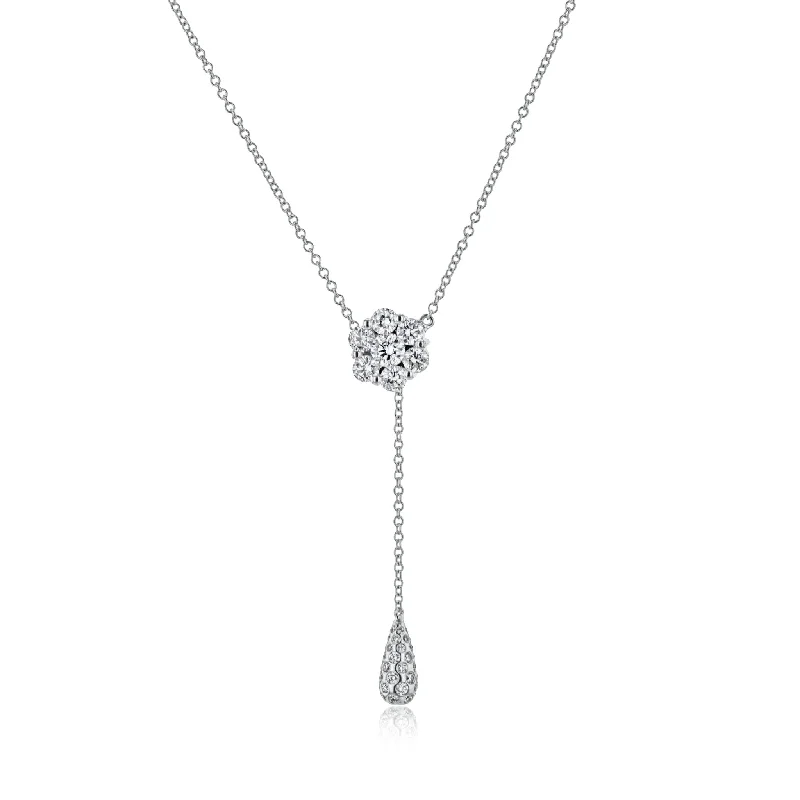 unique crystal bar necklace Drop Pendant Necklace in 18k Gold with Diamonds