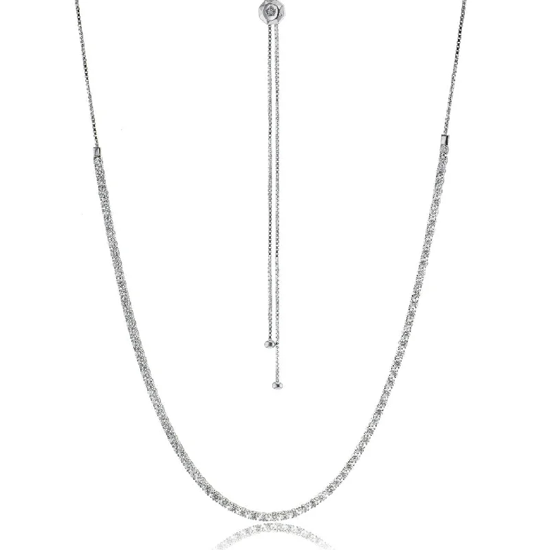 real zircon gemstone bracelet Adjustable Necklace in 18k Gold with Diamonds