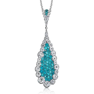 vintage-style filigree bracelet Paraiba Pendant Necklace in 18k Gold with Diamonds