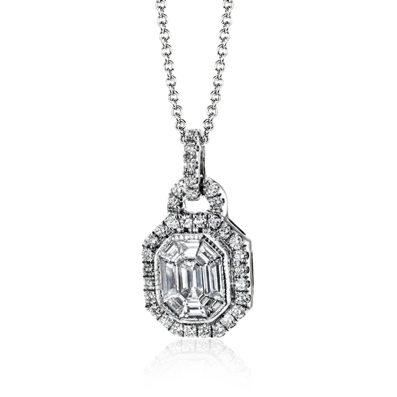 sterling silver braided ring Pendant Necklace in 18k Gold with Diamonds