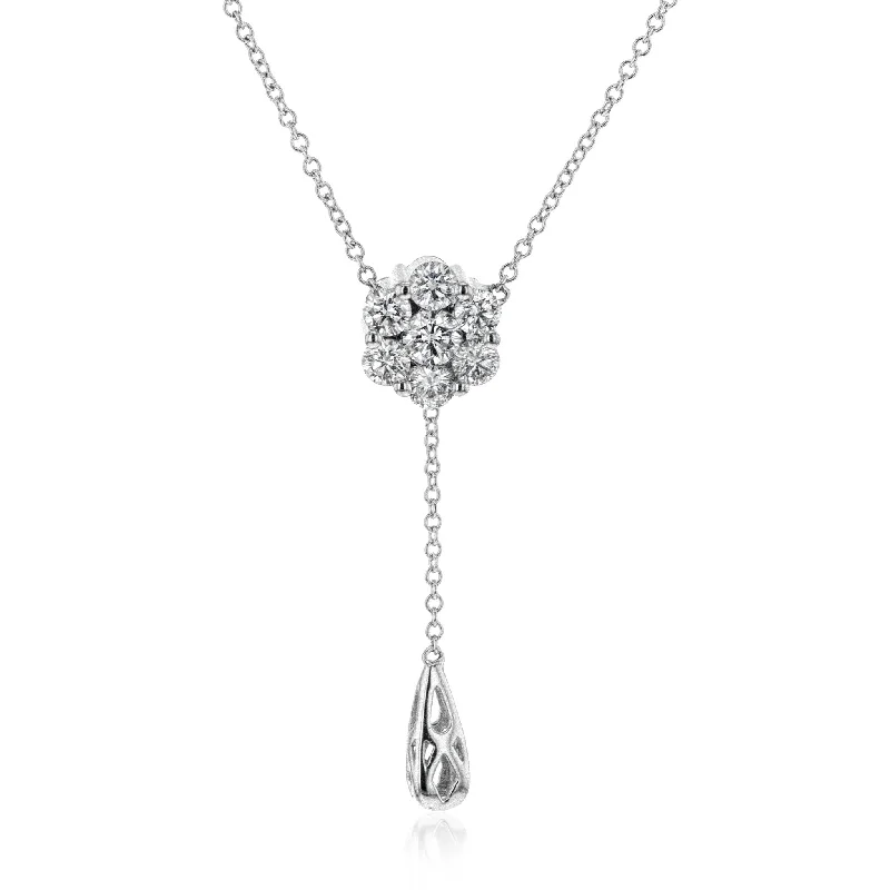 classic pearl bridal earrings Pendant Necklace in 18k Gold with Diamonds