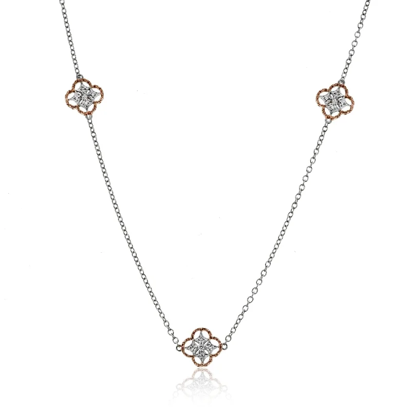 cubic zirconia stud earrings classic Trellis Necklace in 18k Gold with Diamonds