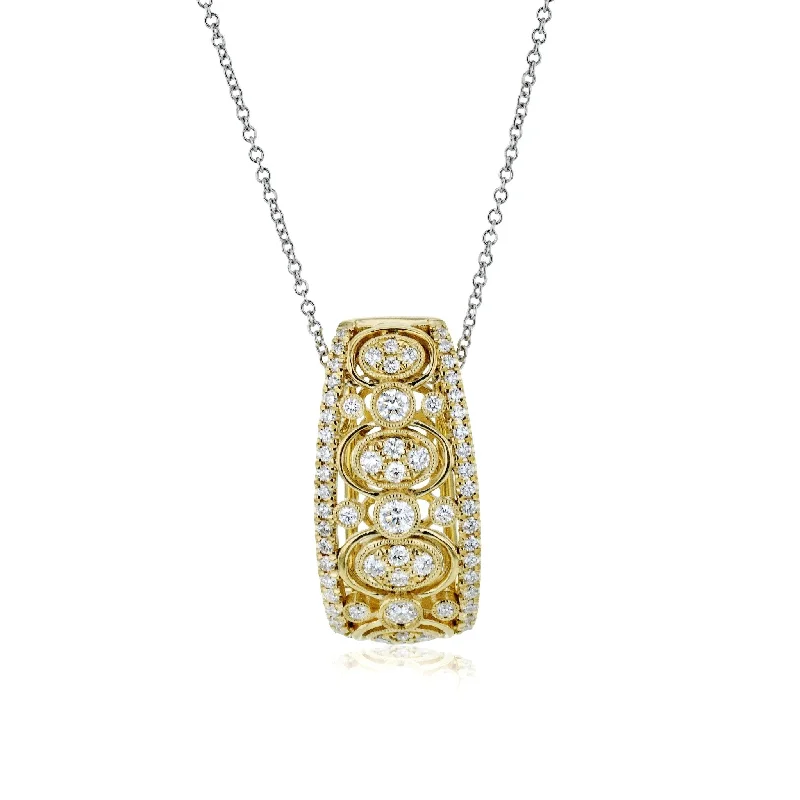 layered pearl choker necklace Pendant Necklace in 18k Gold with Diamonds