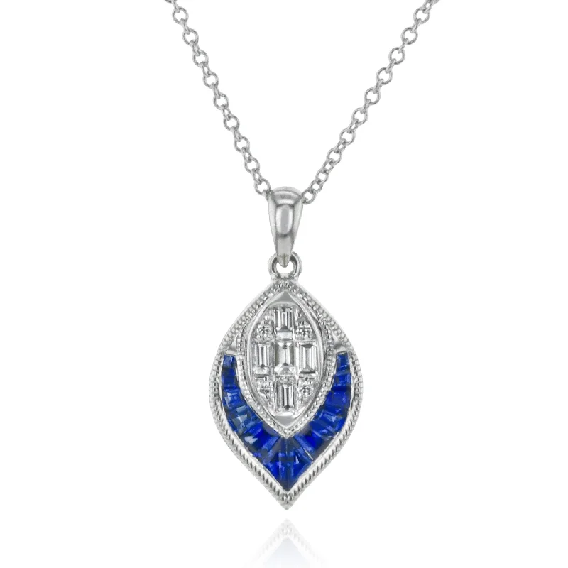 real ruby pendant necklace Sapphire Pendant Necklace in 18k Gold with Diamonds