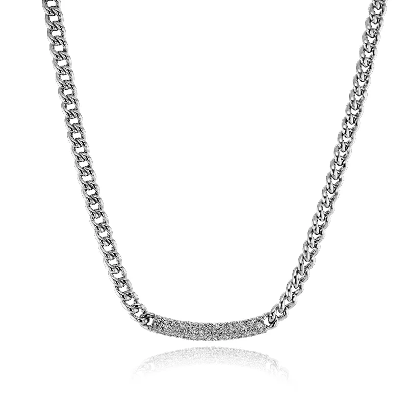 silver-plated bar necklace Necklace in 18k Gold with Diamonds