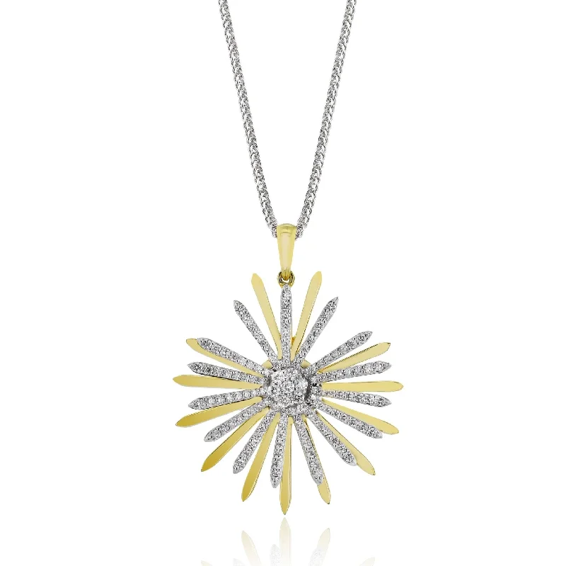 classic cubic zirconia pendant Medallion Pendant Necklace in 18k Gold with Diamonds