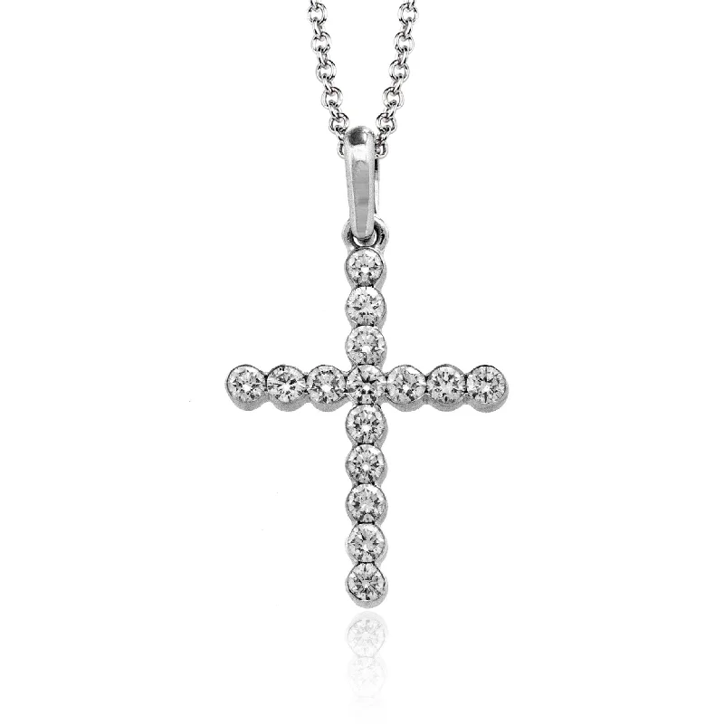 dainty snake ring gold Cross Pendant in 18k Gold with Diamonds