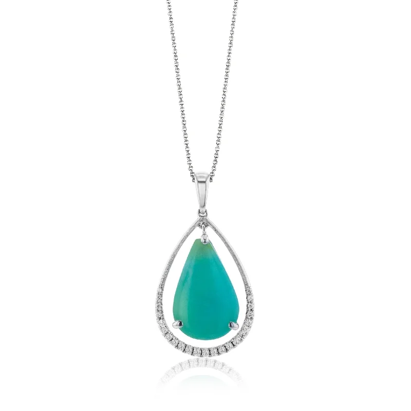 sterling silver charm anklet Opal Pendant Necklace in 18k Gold with Diamonds